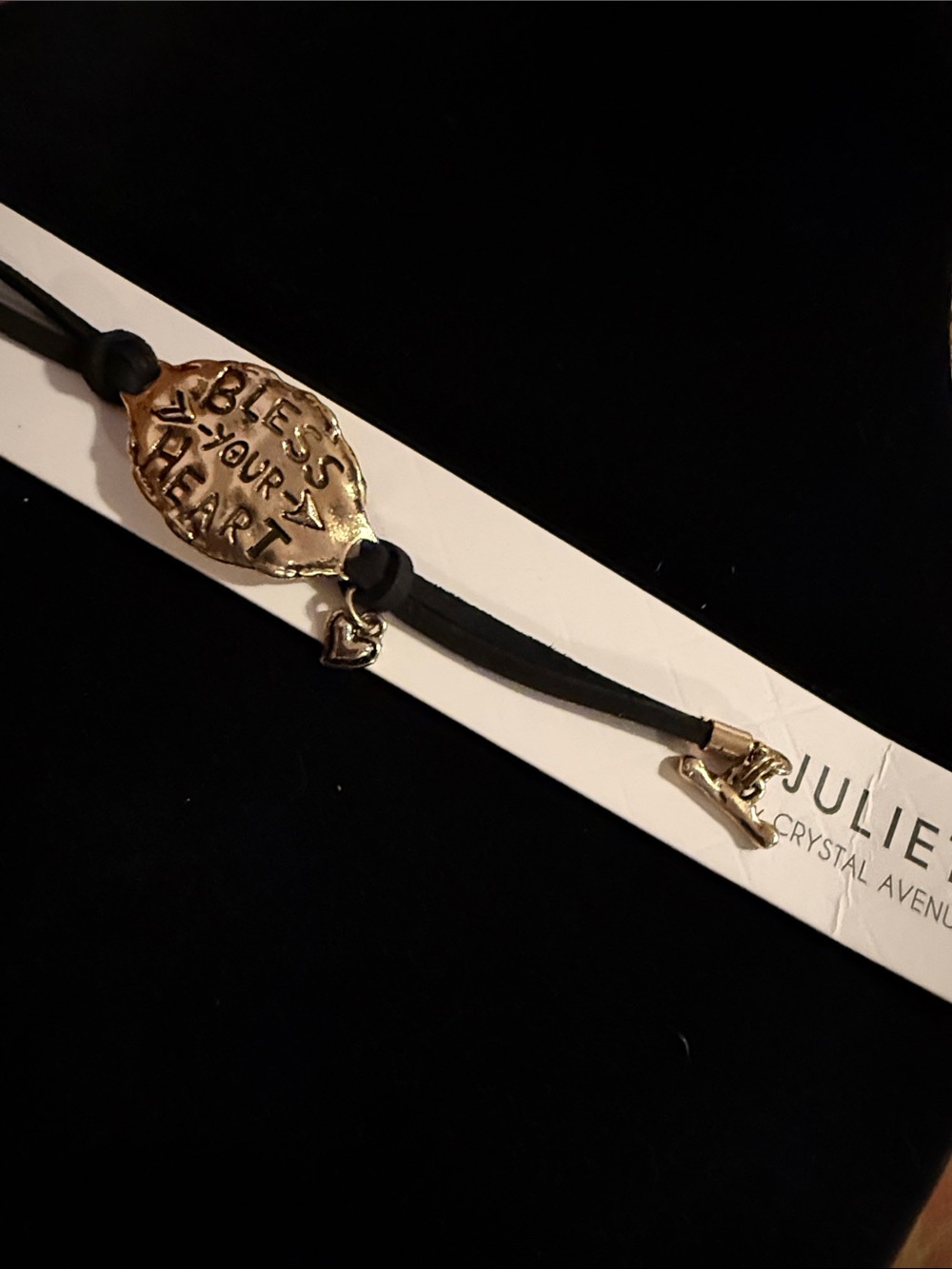 NWT Juliet by Crystal Av.  “Bless Your Heart" Pendant Bracelet 8” toggle closure